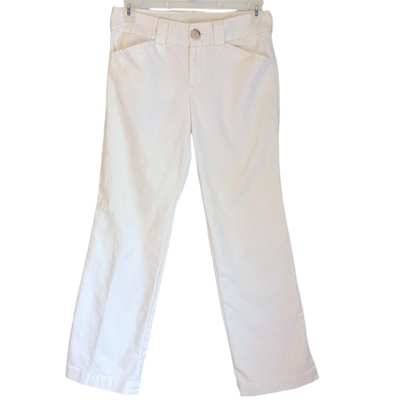 Banana Republic Martin Straight Leg Pants. Low Rise. Split Hem. White Sz. 8 - Picture 1 of 12